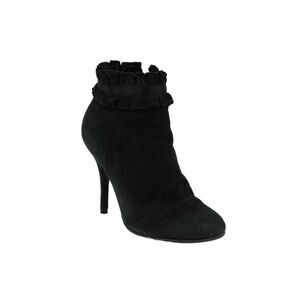 Sergio Rossi Womens Suede Ruffled Zip Up Ankle Boots Black Size 34.5 4.5